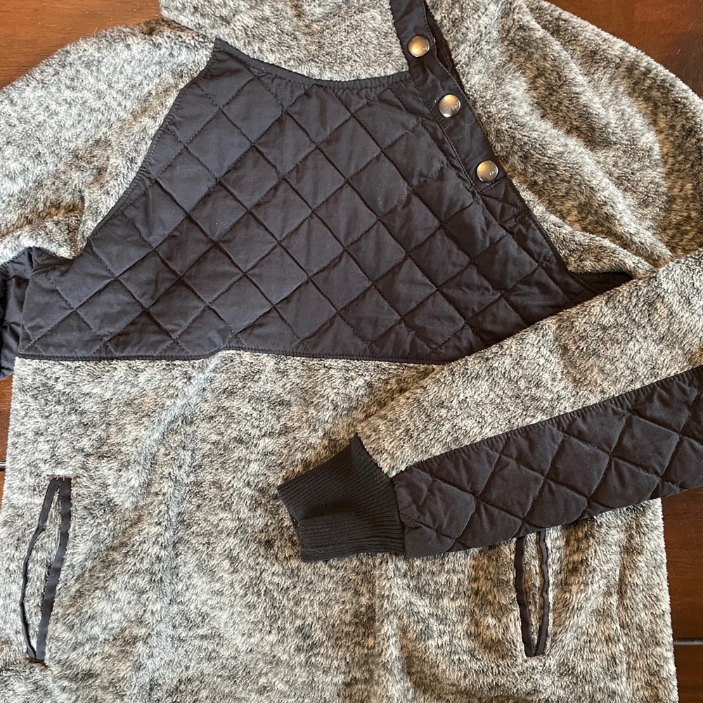 Abercrombie & Fitch Gray and Black Cowl Neck Sweater